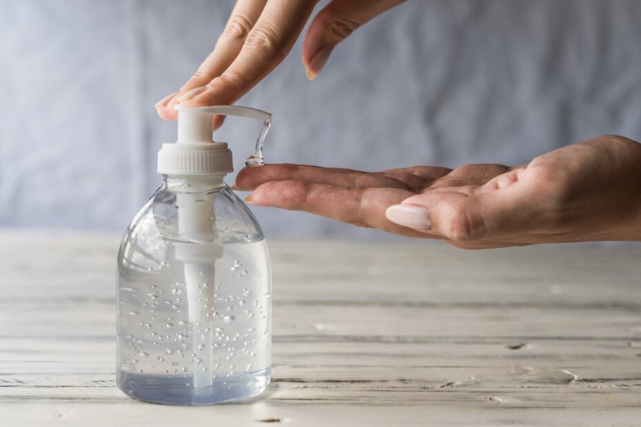 woman using sanitizer - hand sanitizer addiction concept