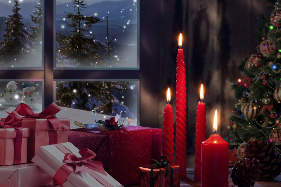 table with candles and recovery during the holidays concept image