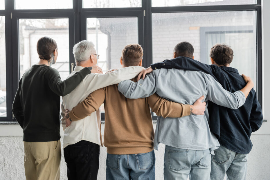 men supporting each other - alcohol rehab concept